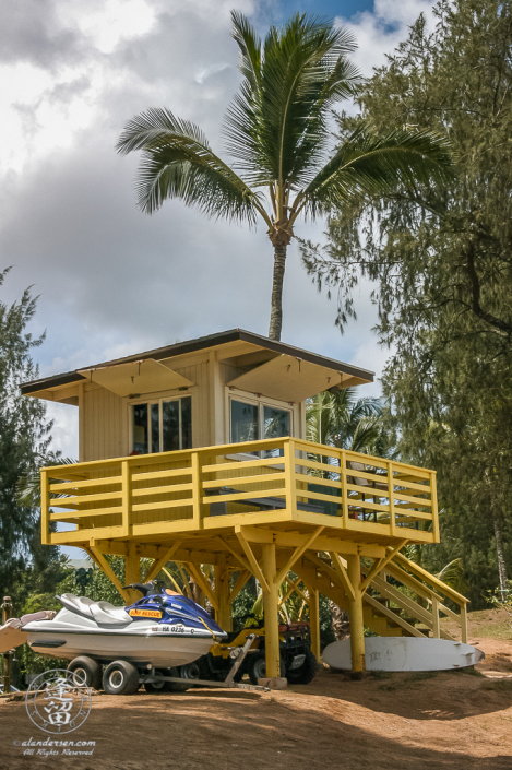 Lifeguard shack at DT Fleming Beach Park on Hawaiian island of Maui.