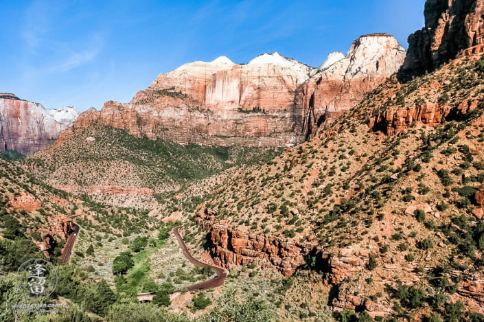 Initial view of Zion National Park upon exiting Zion-Mt Carmel tunnel.