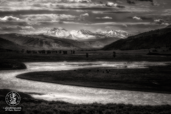 Cloudy morning over the Lamar Valley in Yellowstone National Park.