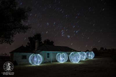 Spheres Of Orion Orion rising over Brown Canyon Ranch House with floating spheres of light.