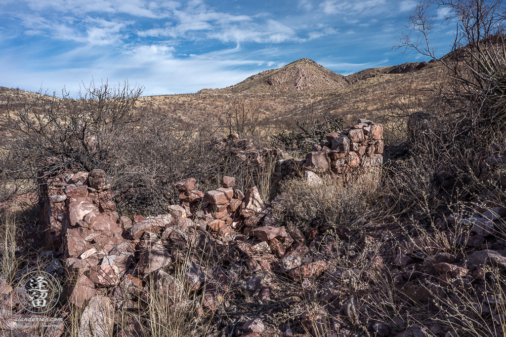 The rock walls of a ruined miners hut at Leslie Canyon National Wildlife Refuge near the town of McNeal in Southeastern Arizona.
