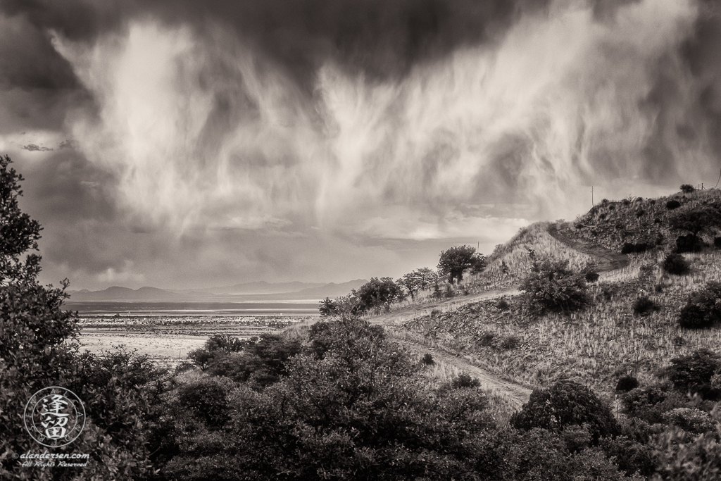 A Spring rain storm dumps its moisture on a parched San Pedro River Valley in Southeastern Ariona.