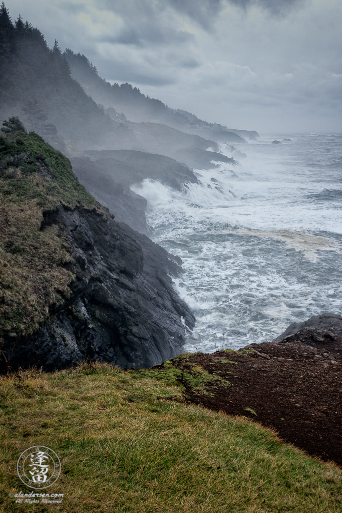 Stormy day at Rocky Creek State Park outside of Depoe Bay, Oregon.