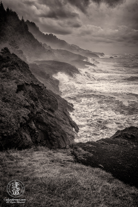 Stormy day at Rocky Creek State Park outside of Depoe Bay, Oregon.