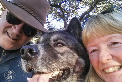 Hachi Selfie After A Hike A selfie of Hachi and us after one of his last hikes.