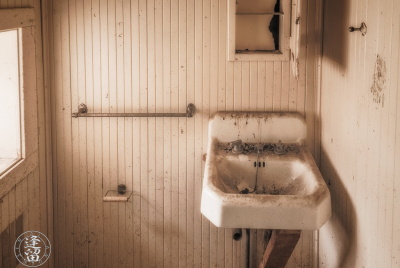 Camp Rucker Ranch House Bathroom Small bathroom off the front room of ranch house at Camp Rucker in Arizona.