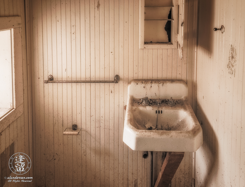 Small bathroom off the front room of ranch house at Camp Rucker in Arizona.