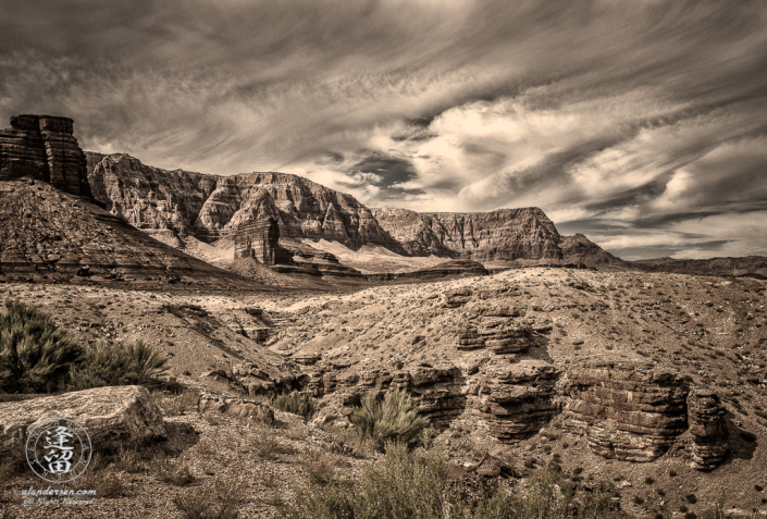 Northwestern view of the amazing desert landscape that surrounds Navajo Bridge in Northern Arizona.