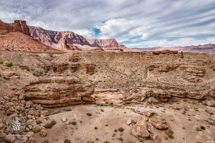 Northwestern view of the amazing desert landscape that surrounds Navajo Bridge in Northern Arizona.