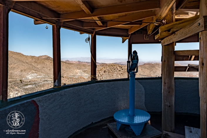 The Desert View Tower in the In-Ko-Pah Mountains of Jacumba, California, provides scenic panoramic views of the surrounding desert.