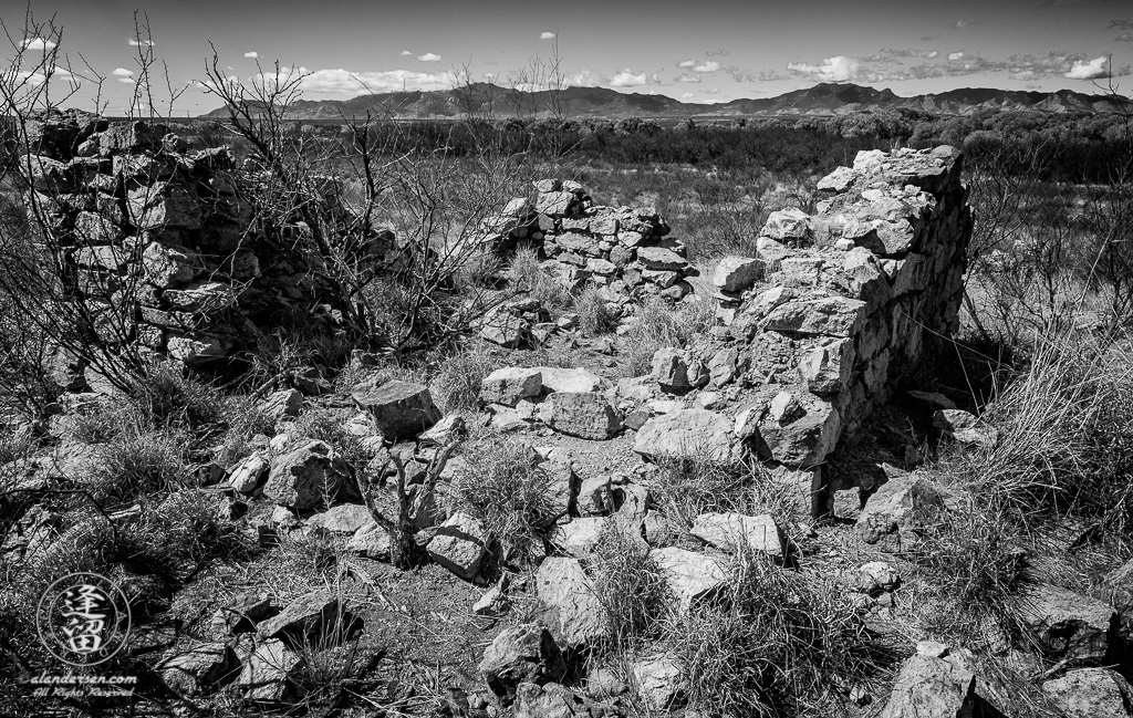 Stone building ruin at historic Millville site along the San Pedro River in Southeastern Arizona.