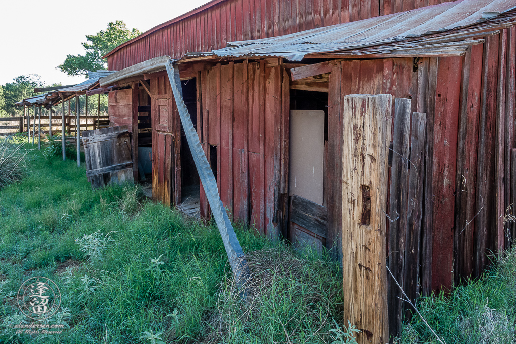 The Storage and Feed Area, circa 2016, on the West side of the Barn at the Lil Boquillas Ranch property situated in the San Pedro Riparian National Conservation Area near Fairbank, Arizona.