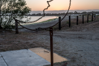 Anchor And Chain Sculpture Anchor and chain sculpture near the Crescent City Bay Marina in Northern California.