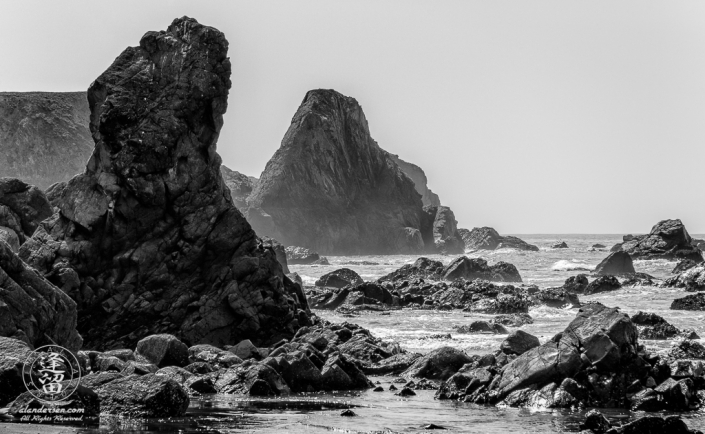 Basalt rock formation on Kellog Beach just North of Crescent City in Northern California.