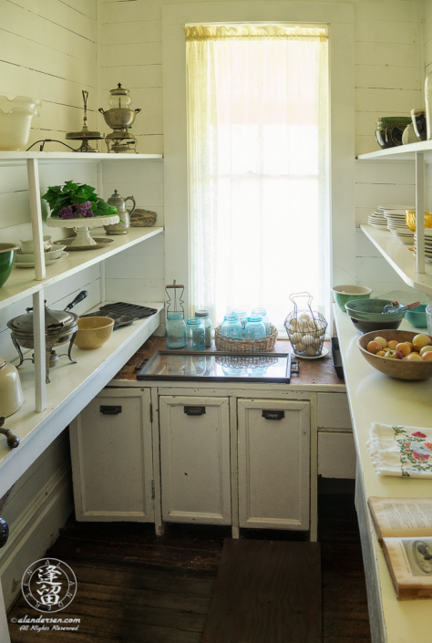 Pass-through Pantry of the Hughes House, a historic Victorian pioneer home near Port Orford in Curry County, Oregon.