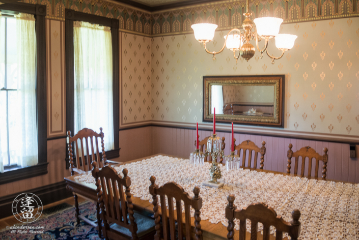 Dining Room of the Hughes House, near Port Orford, Oregon, as seen from the kitchen entry way.