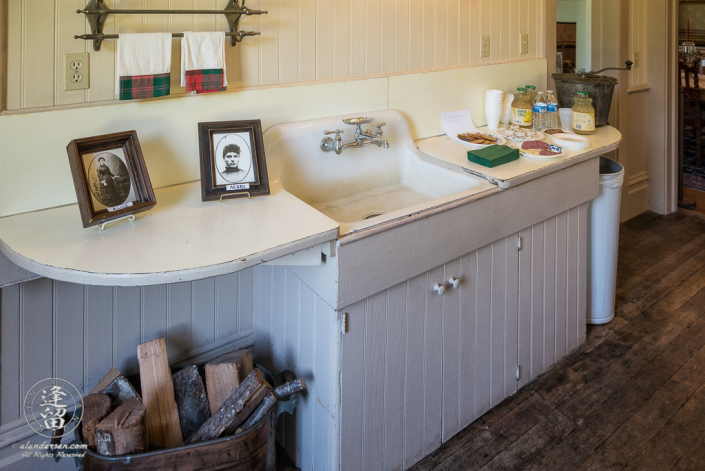 Kitchen Sink of the Hughes House, a historic Victorian pioneer home near Port Orford in Curry County, Oregon.