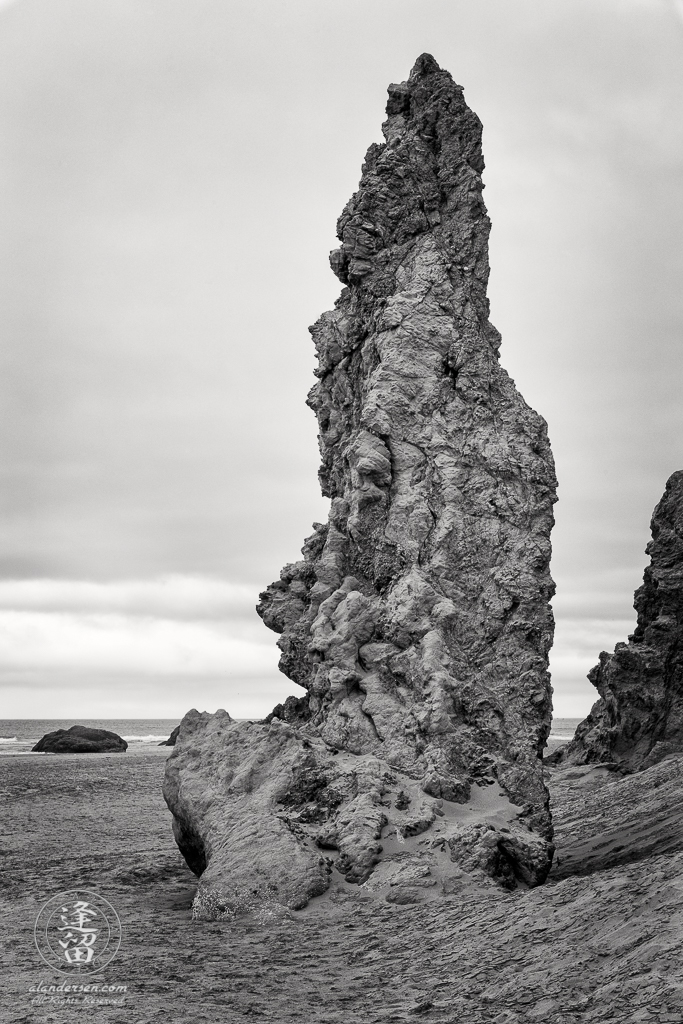 A sea stack near the cliffs by Gravel Point in Bandon, Oregon.