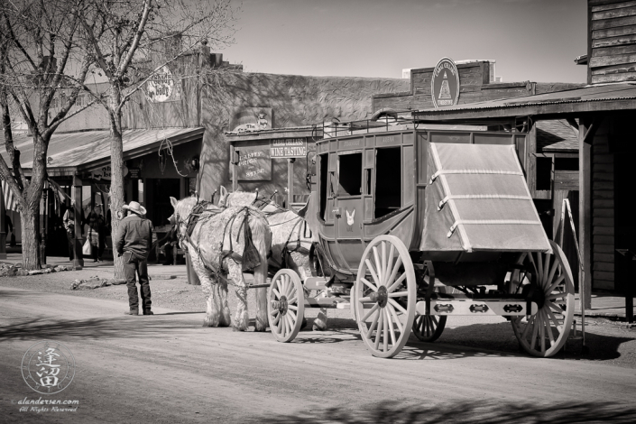One of the stagecoach interpretive rides in Tombstone, Arizona, waiting for a fare.