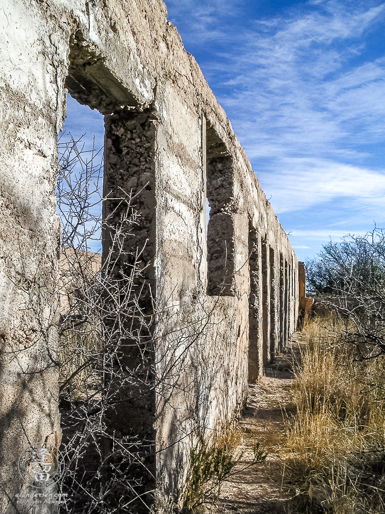 Still-standing concrete wall of school in Gleeson, Arizona.
