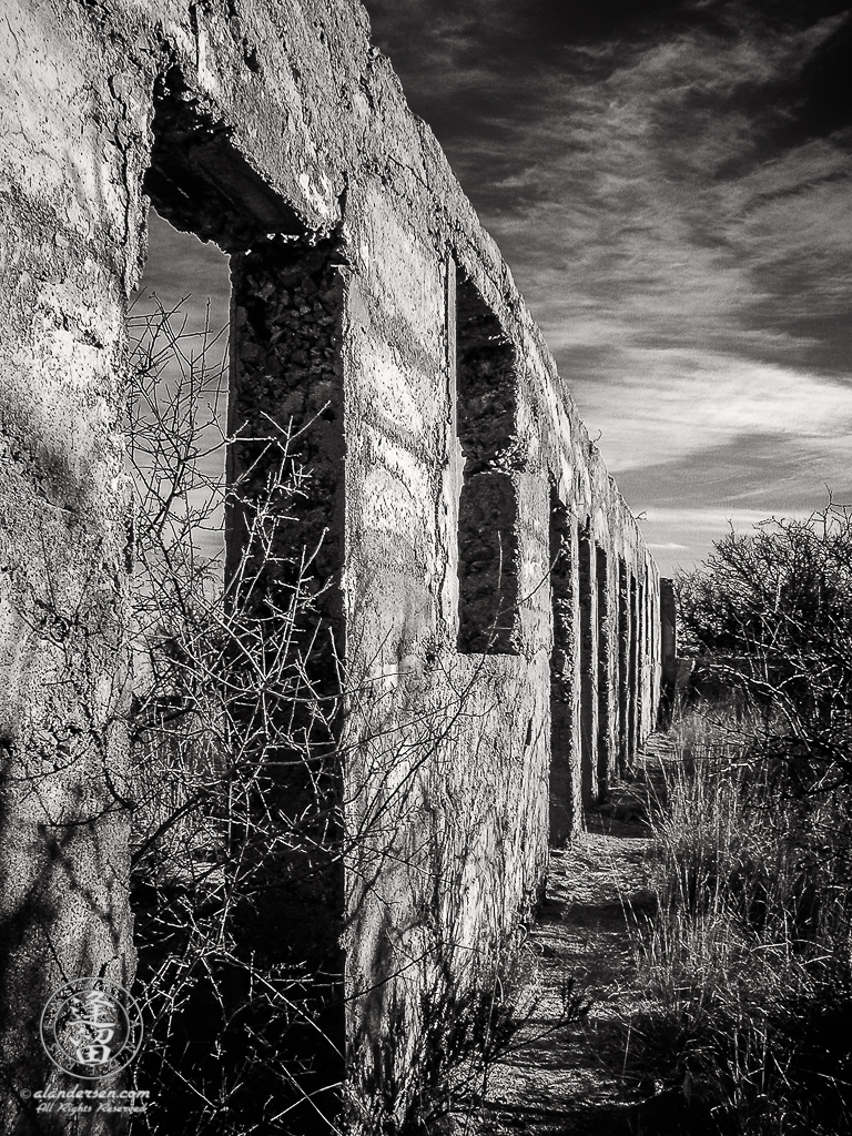 Still-standing concrete wall of school in Gleeson, Arizona.