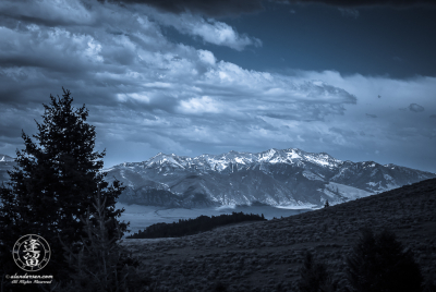 Storm clouds brewing over Madison River Valley near town of Ennis.