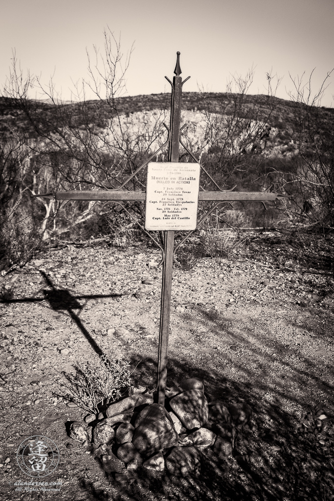 Commemorative grave marker at Real Presidio de Santa Cruz de Terrenate near the ghost town of Fairbank on the banks of the San Pedro River in Southeastern Arizona.