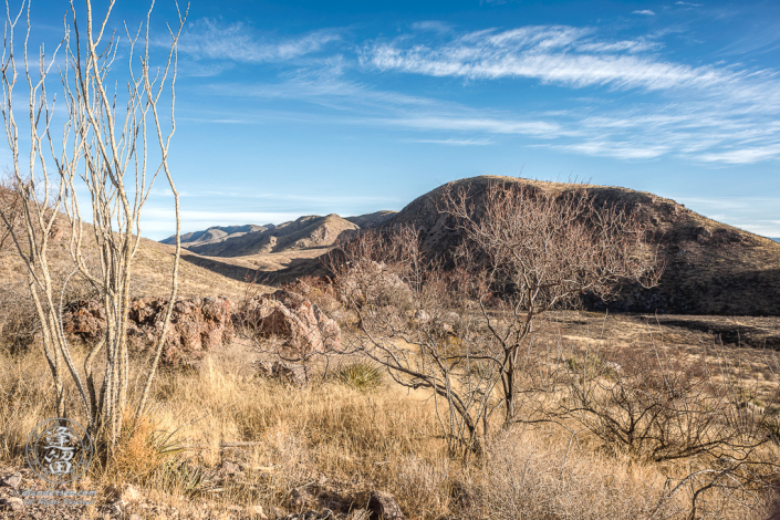 A view of Leslie Canyon as seen from the highest point of the access road.