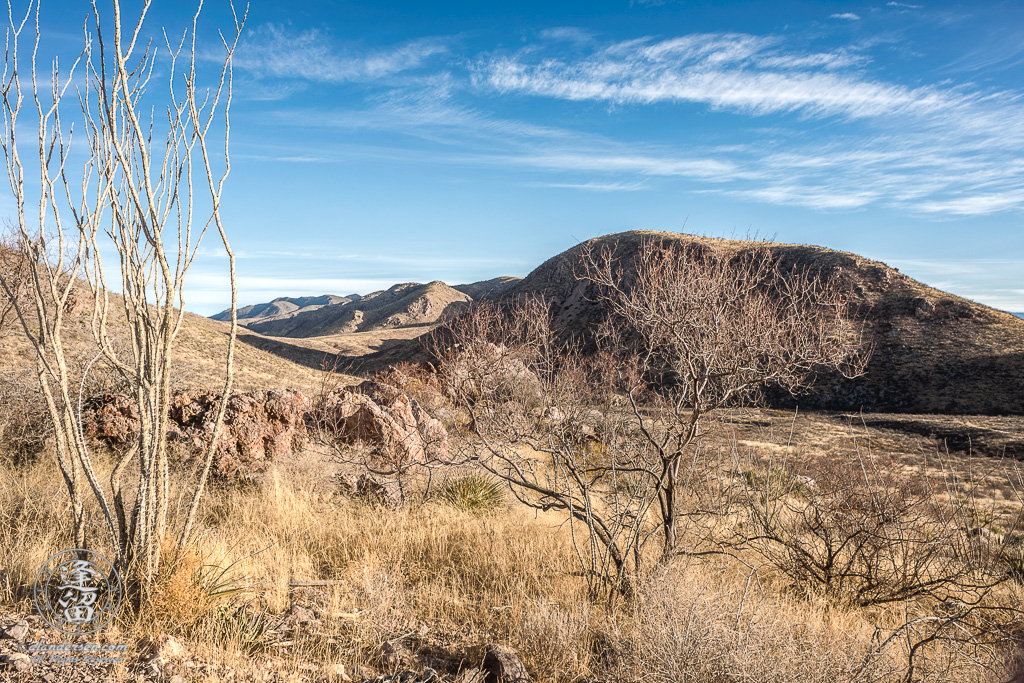 A view of Leslie Canyon as seen from the highest point of the access road.