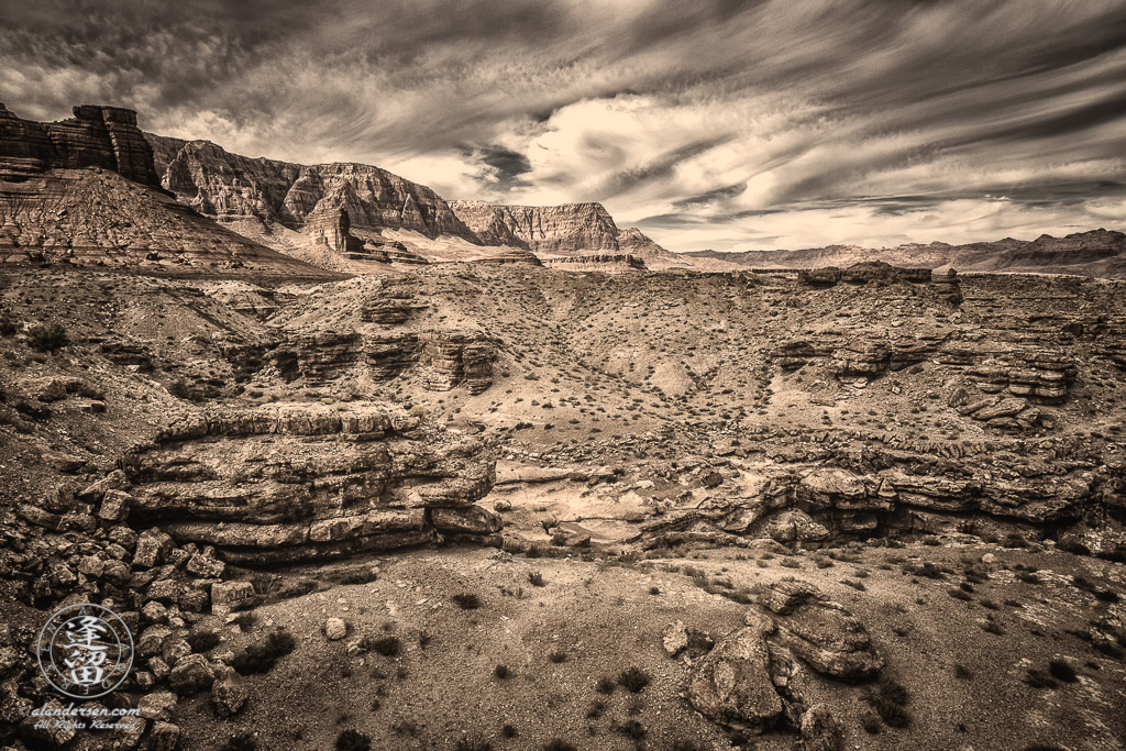 Northwestern view of the amazing desert landscape that surrounds Navajo Bridge in Northern Arizona.