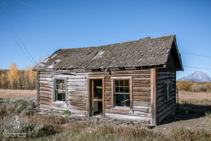 Neglected remains of cabin 736 at old Elk Ranch in Wyoming's Grand Teton National Park.