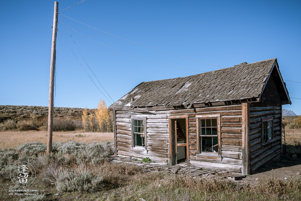 Neglected remains of cabin 736 at old Elk Ranch in Wyoming's Grand Teton National Park.