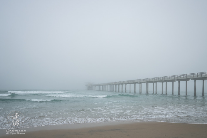 A foggy morning at the Scripps Institution of Oceanography Pier in La Jolla, California.