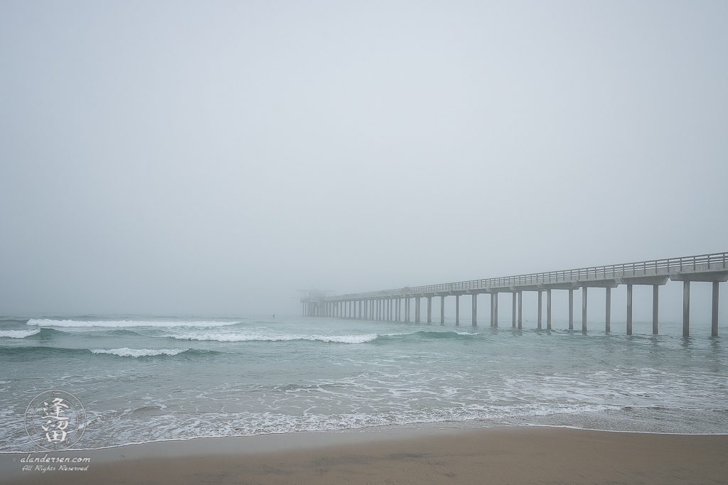 A foggy morning at the Scripps Institution of Oceanography Pier in La Jolla, California.