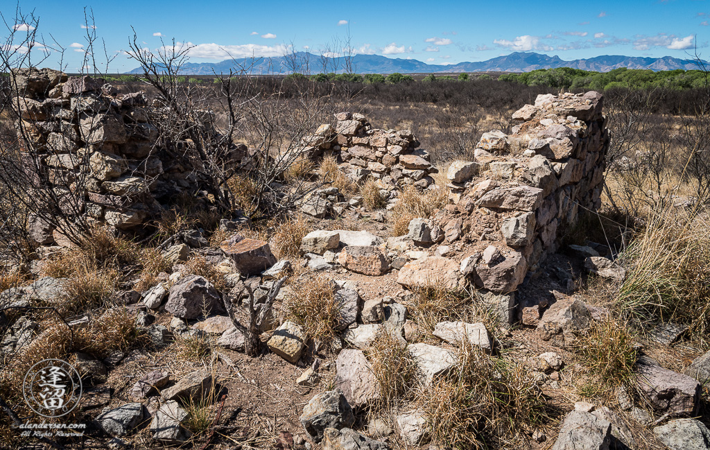 Stone building ruin at historic Millville site along the San Pedro River in Southeastern Arizona.