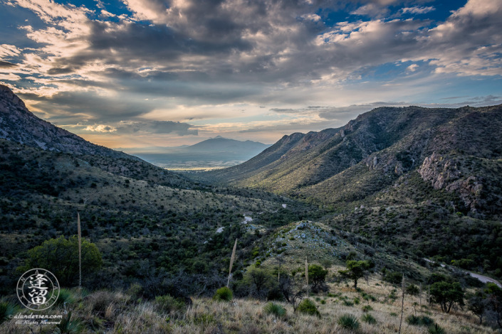 Sunrise shining on San Jose Peak by town of Naco, Sonora, Mexico.