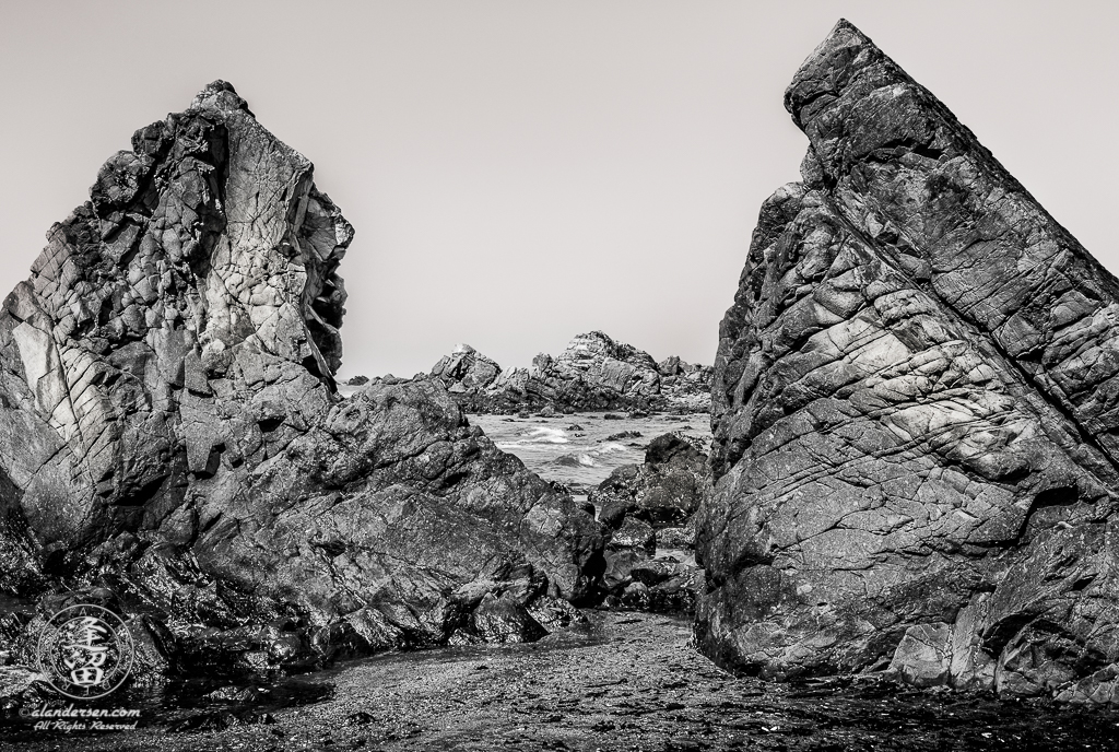 Basalt rock formation on Kellog Beach just North of Crescent City in Northern California.