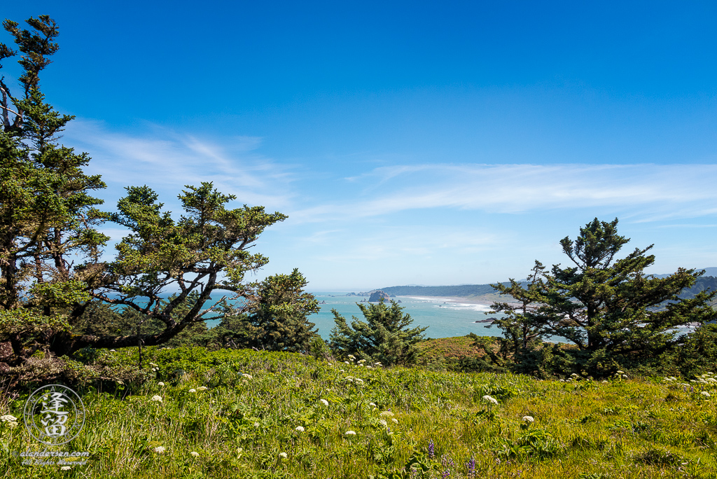 Scenic view looking North from the lighthouse at Cape Blanco State Park just Northwest of Port Orford in Oregon.