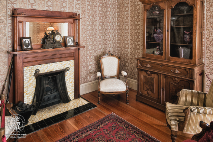 Parlor of the Hughes House, a historic Victorian pioneer home near Port Orford in Curry County, Oregon.