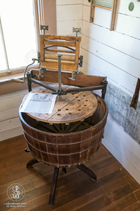 Rocker Washing Machine and Dryer in the Laundry Room of the Hughes House, a historic Victorian pioneer home near Port Orford in Curry County, Oregon.