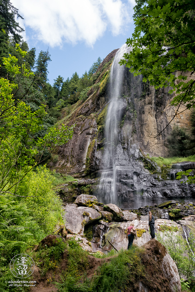 Scenic view from the bottom of Silver Falls, at Golden and Silver Falls State Natural Area near Allegany in Oregon.