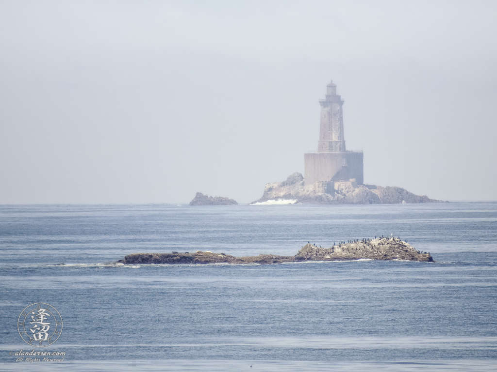 The ruins of the St. George Reef Lighthouse, 6 miles from shore atop a treacherous and desolate reef outside of Crescent City in Northern California.