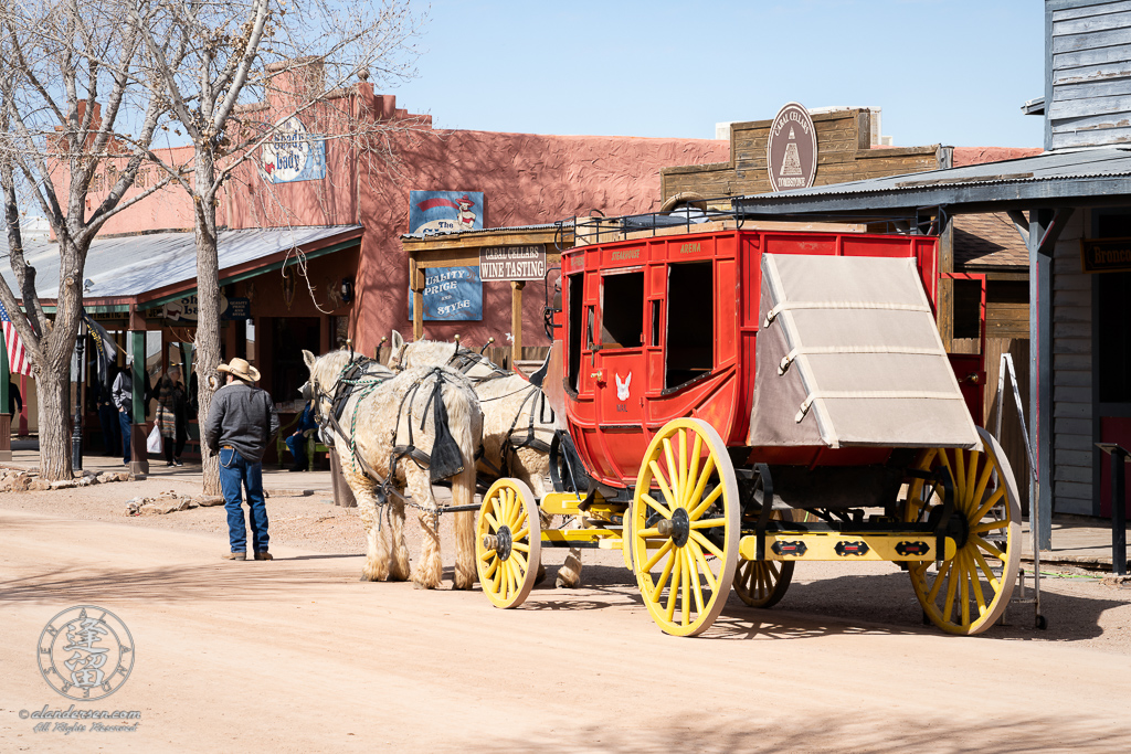 One of the stagecoach interpretive rides in Tombstone, Arizona, waiting for a fare.