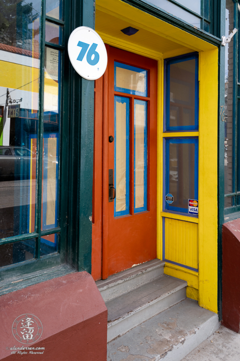 Colorful shop doorway on Tombstone Canyon Road in Bisbee, Arizona.